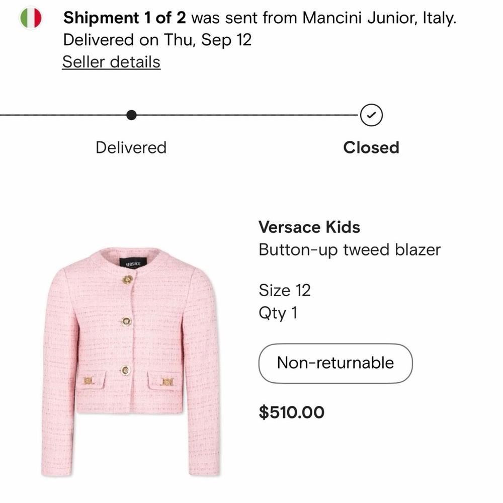 Versace Kids Pink Tweed Blazer